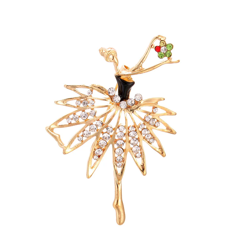 SKEDS Fashion New Arrival Enamel Gymnastics Ballet Dancer Brooch Pin For Women Crystal Drop Oil Corsage Clothing Coat Jewelry - Image 4