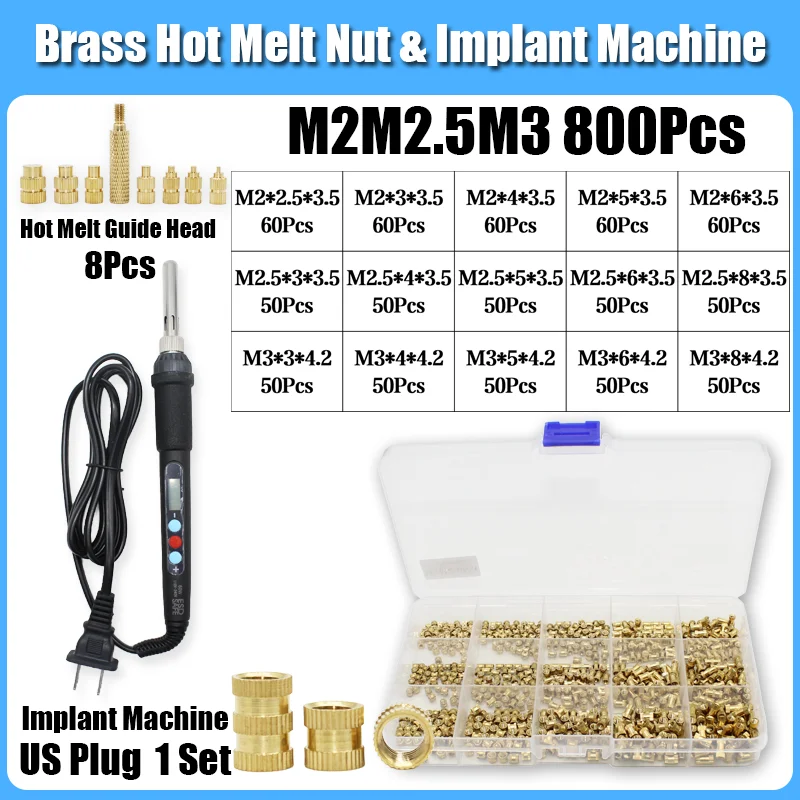 Messing Einsatz Mutter Lötkolben M2 M3 M4 M5 M6 M8 Hot Melt Guide Kopf Gerändelt Kupfer Muttern Einsätze Kunststoff 3D Drucker Zubehör – Detail 12