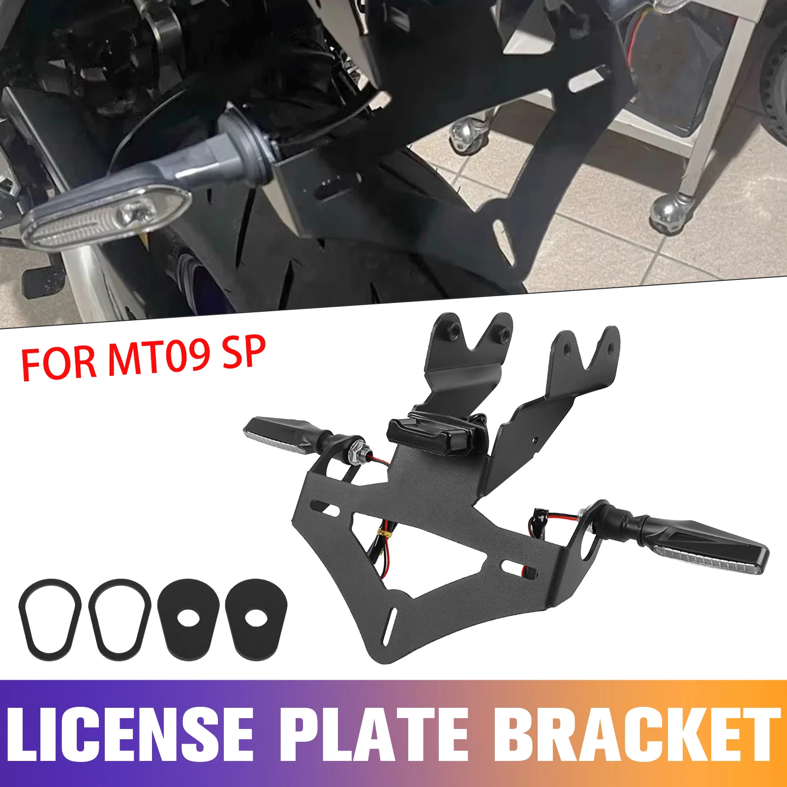 

For Yamaha MT-09 MT 09 MT09 SP 2024 2025 Tail Tidy Fender Eliminator kit Rear License Plate Holder Bracket With Led/Turn Light