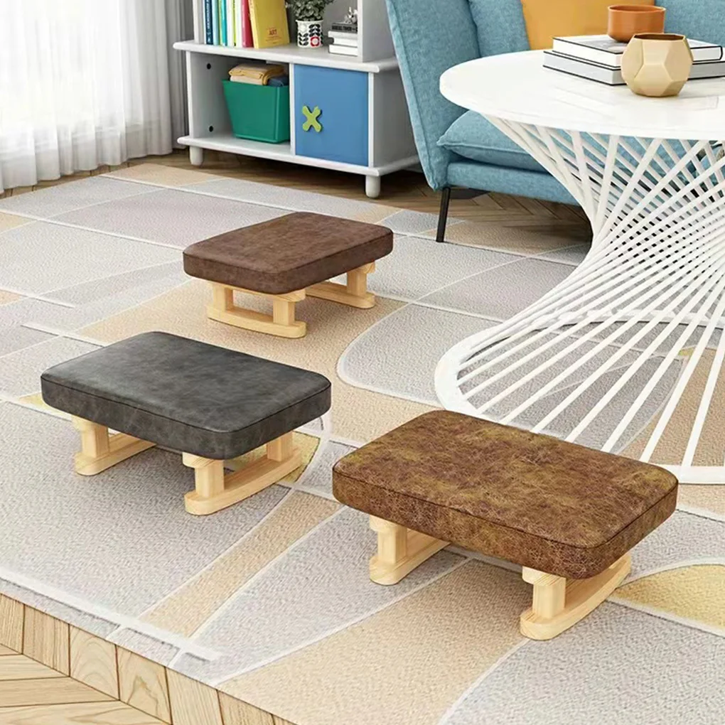 Wood Cloth Small Stool Detachable Washable Rectangular Nonslip Heavy Duty Breathable Mini Household Living Room Chair