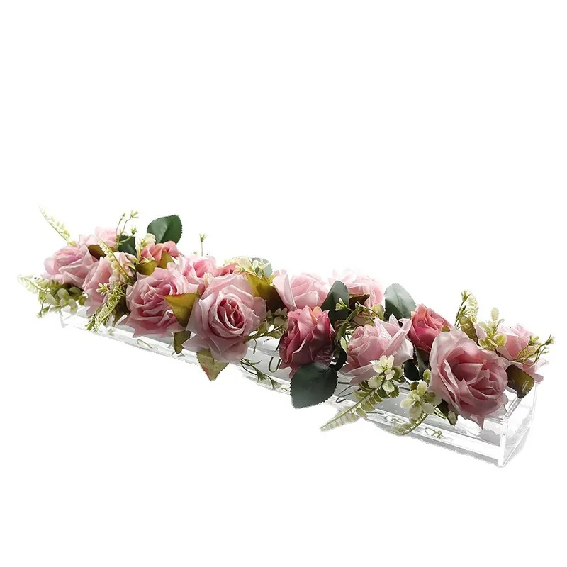 

Clear Table Rectangle Flower Vase Acrylic Hydroponic Flower Box Centerpieces Decoration