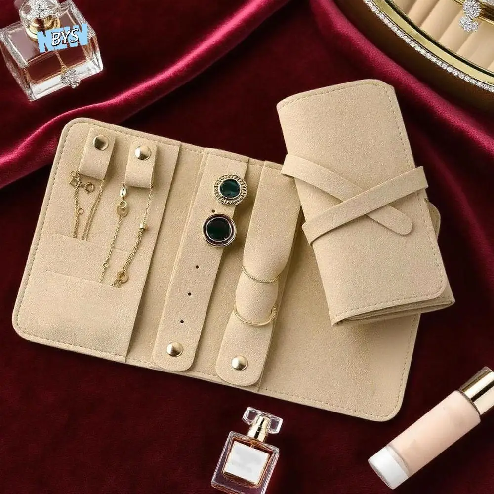 

Small Foldable Jewelry Organizer Roll Portable Travel Storage Jewelry Case Bag Rings Display Lightweight Jewellery Roll Women