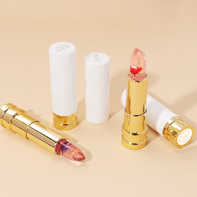 KAN Beauty Lipstick Moisturizing Long Lasting Flower Crystal Jelly Lipstick Magic Temperature Color Changing Lip Balm Makeup