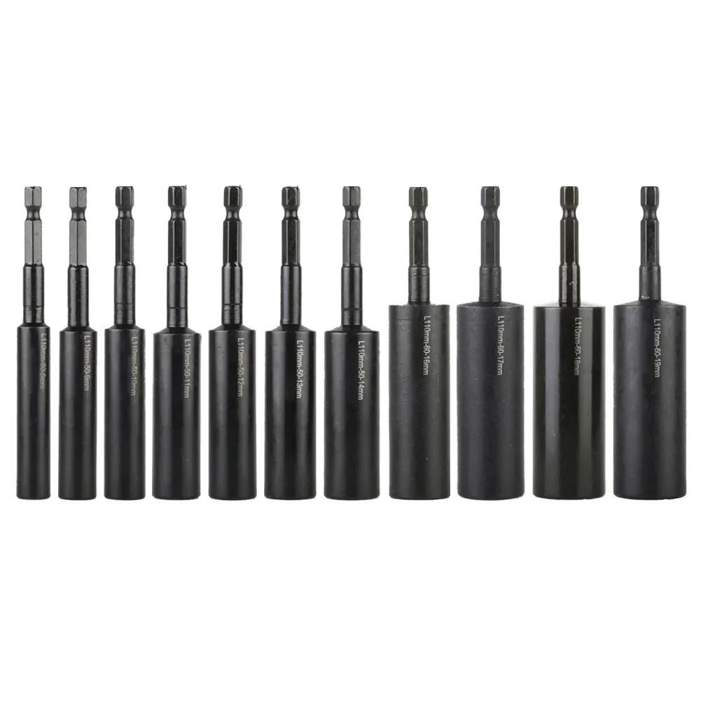 110mm Deepen Socket Wrenches Hexagon Nut Driver Drill Bit H8-H14 Sleeve Adapter Auto Repair Workshop Work Construction