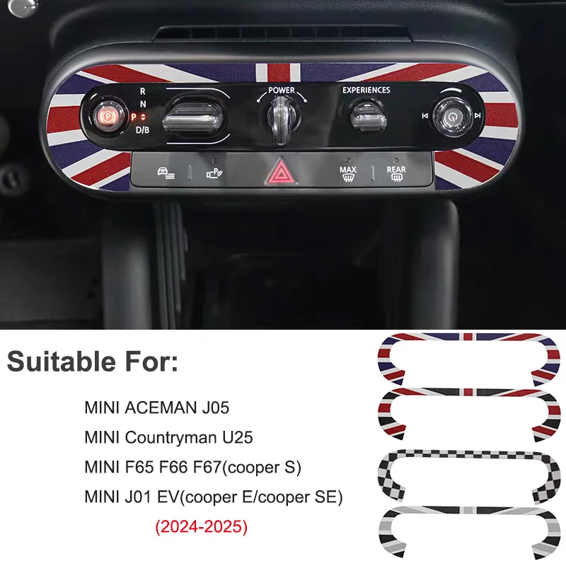 Union Jack Car Center Control Panel Sticker Anti‑Scratch Interior Trim For MINI ACEMAN J05 Countryman U25 F65 F66 F67 J01 EV