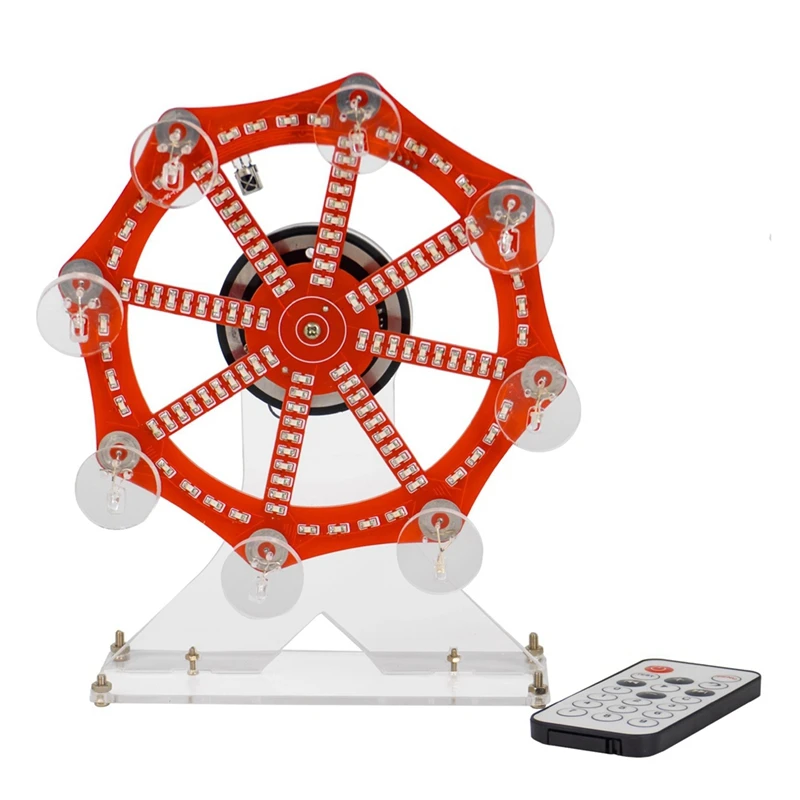 DIY Electronic Kit LED Rotating Skyscraper Wheel Flashing Soldering Project Practice Kit 10 Kinds Flashing Mode Remote-A55K