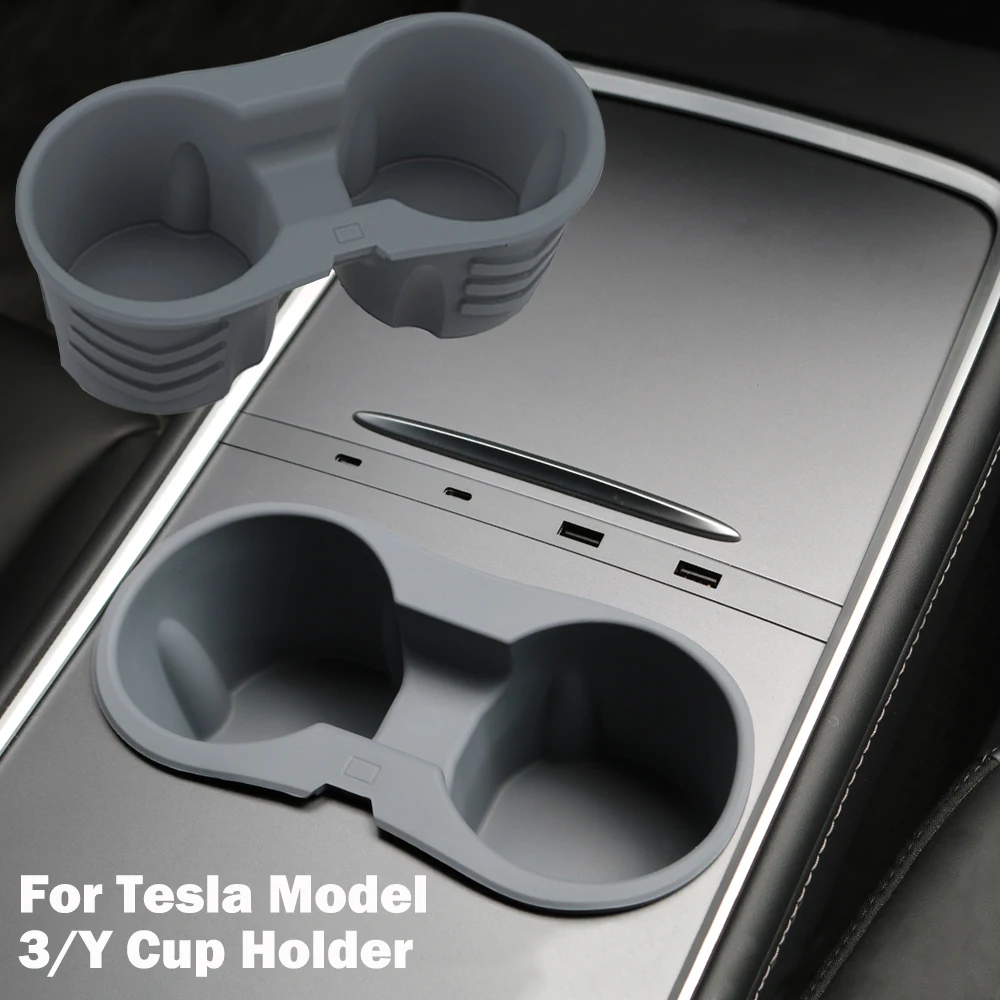 

Cup Holder For Tesla Model 3/Y 2021-2024, For Tesla Car Interior Accessories Center Console Slot Slip Limit Clip Silicone Water