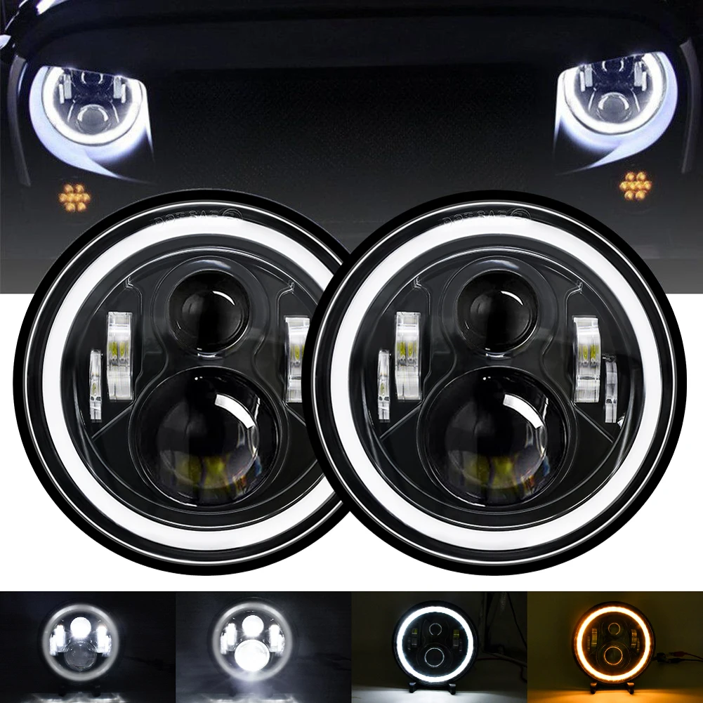 7 Inch LED Headlamp Round Motorcycle Driving Light Head Lamp for GMC Savana Jeep Comanche for Chevrolet Express Jeep Wrangler