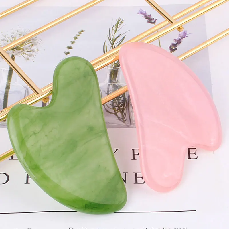 

Natural Resin Face Jade Stone Gua Sha Massagers Gouache Scraper Guasha Board Massage Facial Beauty Tools Acupoint Acupuncture