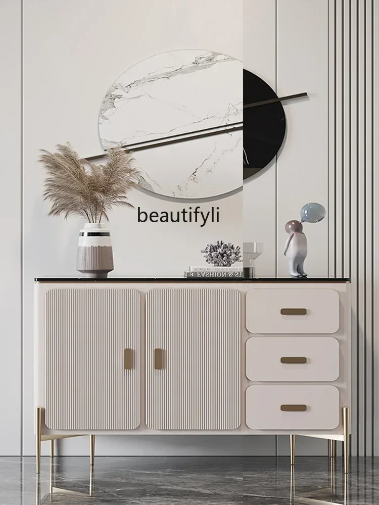 خزانة جانبية فاخرة من الخشب الصلب لغرفة المعيشة، خزانة منظم للتخزين متعددة الوظائف، بسيطة Mod 1001