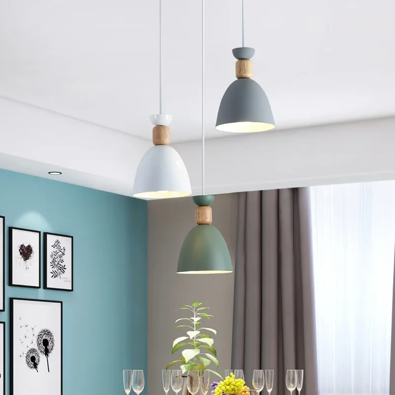 Nodic Pendant Lamp LED Hanging Lights Lighting Wood Modern Multiple Colour Restaurant Dining Room  Lamps Ceiling Light