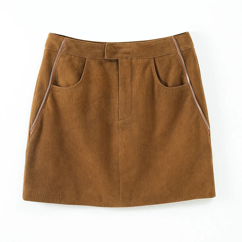 Kid Suede Leather Mini Skirt for Women High-end 100% Sheepskin Skirt Sexy Front O-shape Scratch Coffee  Micro Skirt