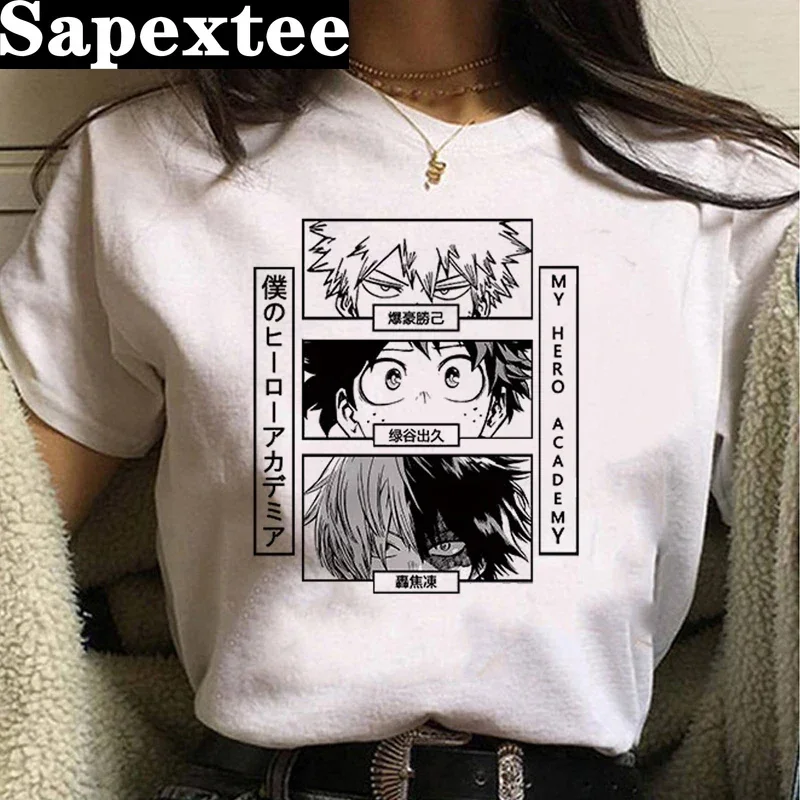 My Hero Academia Anime T Shirt Women Tops Summer Harajuku Short Sleeve Cute T-shirt Japanese Boku No Hero Graphic Tees Female