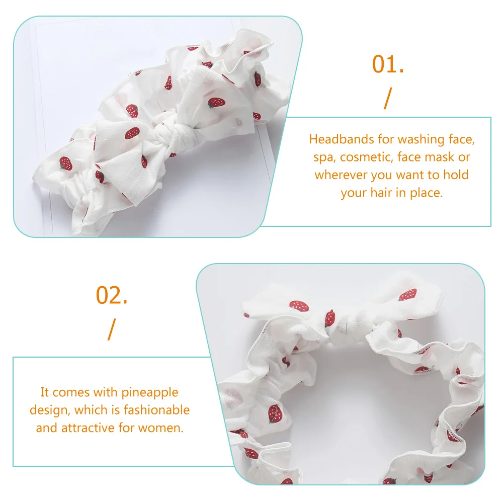 

1pc Strawberry Pattern Headband Face Washing Hair Band For Women Makeup Elastic Headwrap Yoga Running Face Mask Use