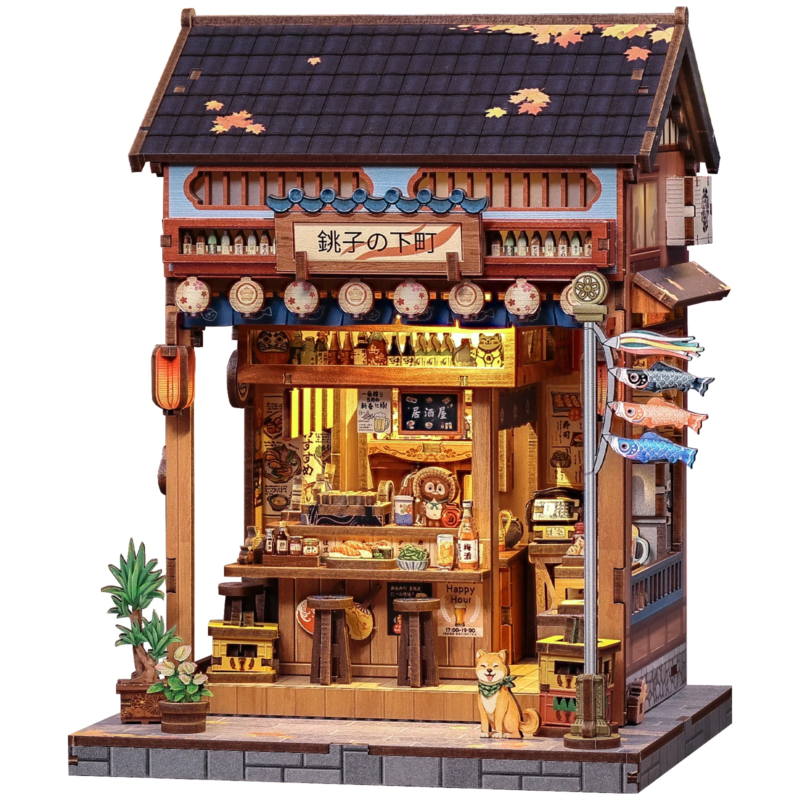 

Cutefun DIY Miniature House Book Nook Kit 3D Dollhouse Bookshelf Insert Japanese Style Home Decor for Choshi no Shitamachi