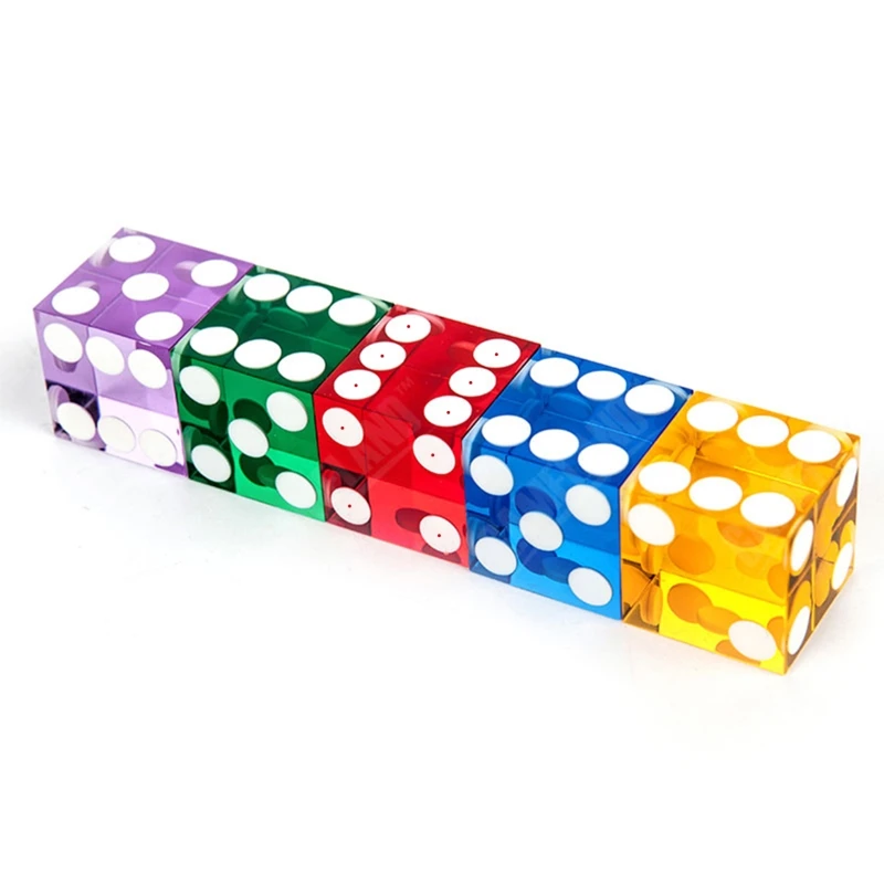 Precision Dice 19mm Upgraded Acrylic Transparent six Sided D6 Casino for Sharp Straight Corners 5pcs