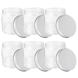 6 Pcs Aluminum Lid Mason Jars Home Essentials Household Plastic Food Containers with Lids Portable Candy Storage Glass Mini