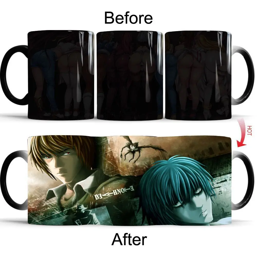 Death Note Color Changing Mug Anime Discoloration Cup Manga Ceramic Coffee Cups Heat Sensitive Milk Tea Mugs Novelty Drinkware