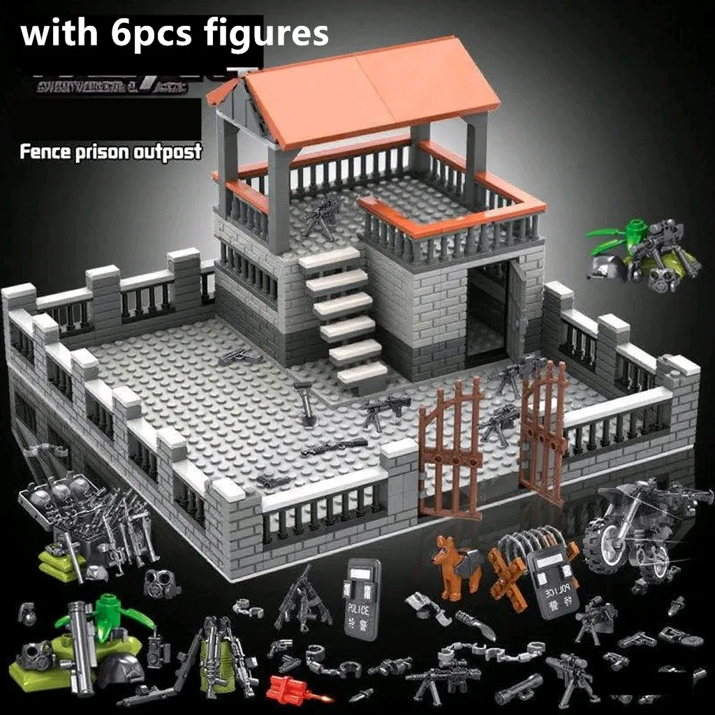 

Военные армейские солдаты времен Второй мировой войны, мировая война 2, военная база наблюдения, модель башни, сборные строительные блоки, кирпичи, детские игрушки «сделай сам»