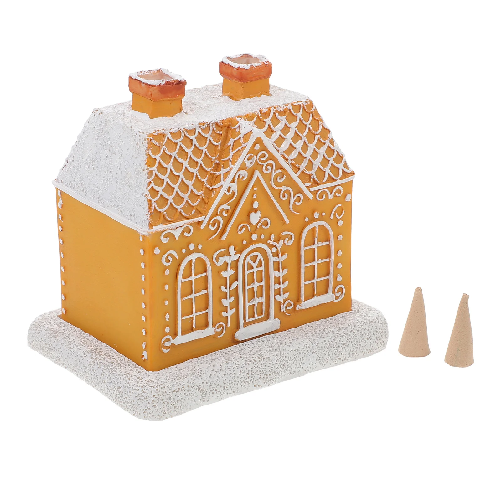 1 Set Gingerbread Shaped Resin Incense Burner Holiday Home Decor Aroma Stick Holder Indoor Ornament Cone Censer Tabletop