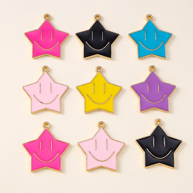

20pcs 22x25mm Cute Colorful Enamel Star Charms Pendants for Jewelry Making Drop Earrings Necklaces Bracelets DIY Crafts Supplies