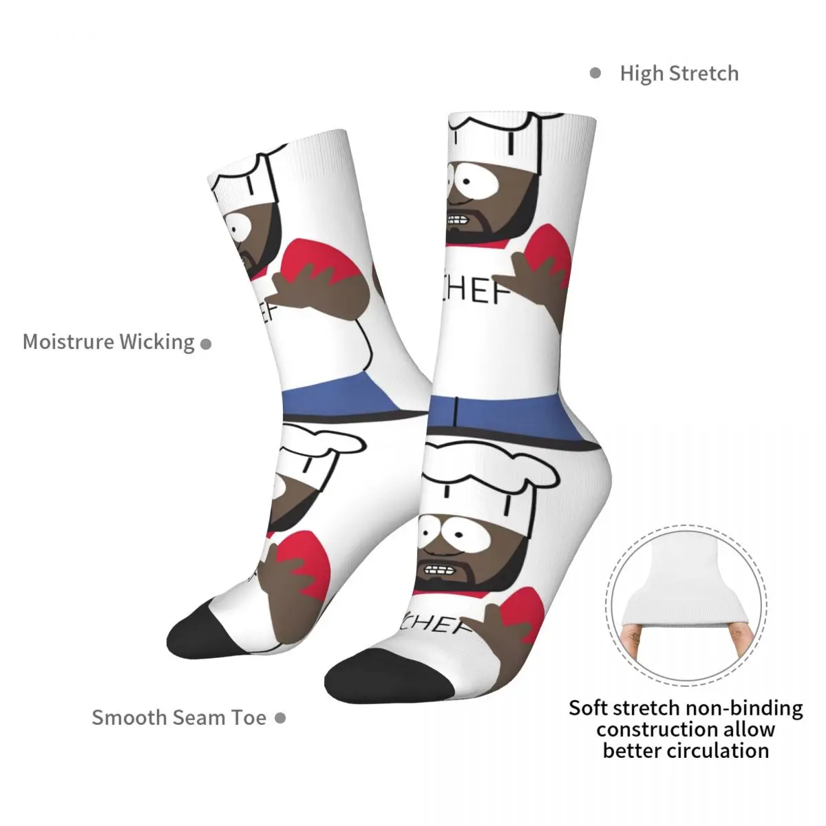 Souths Parks Socks Chef Funny Stockings Men Warm Soft Skateboard Socks Winter Design Non-Slip Socks