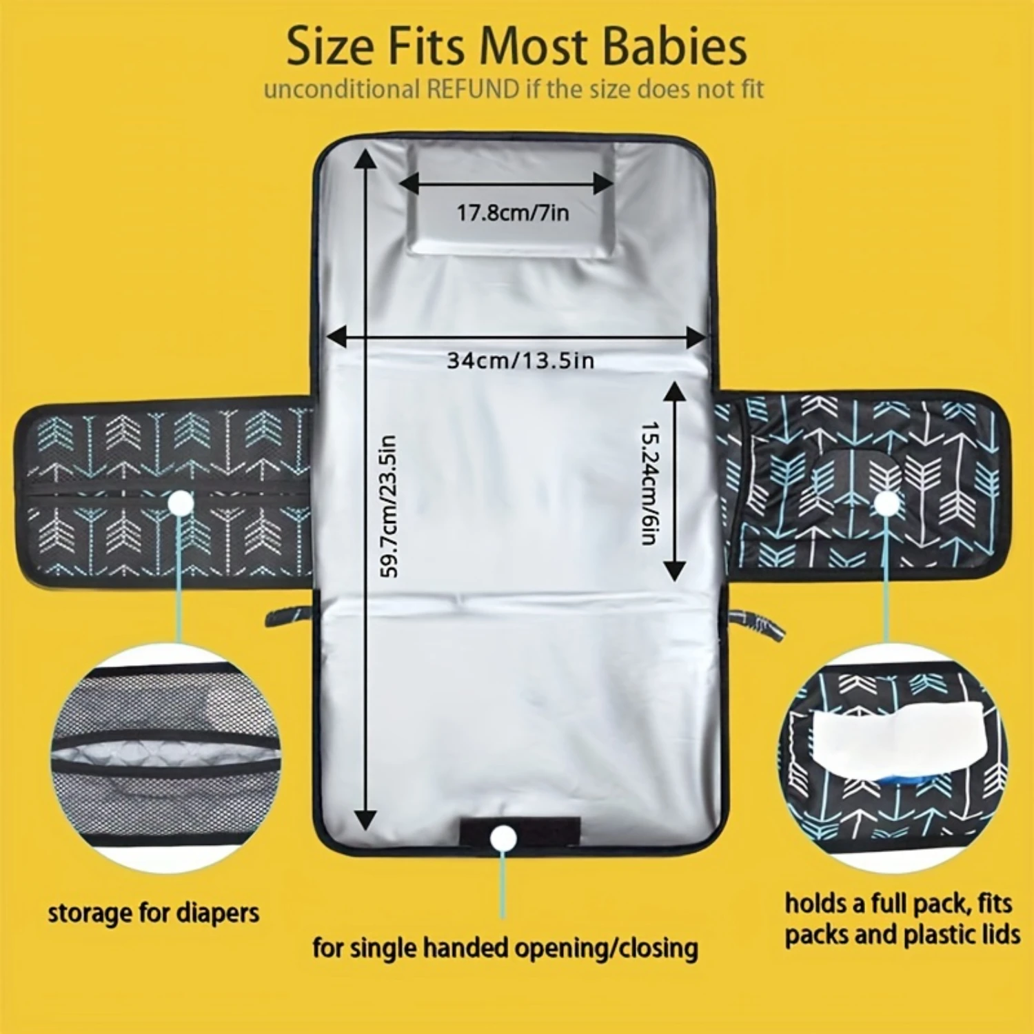 Portable Baby Changing Pad - Ultra-Portable, One-Hand Diaper Change, Waterproof, and Versatile for Diaper Bag or Changing Table