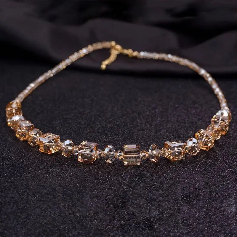 Rhinestone Choker For Women Colorful Beads Necklaces Crystals From Austria Luxury Wedding Statement Silver Color Jewelry