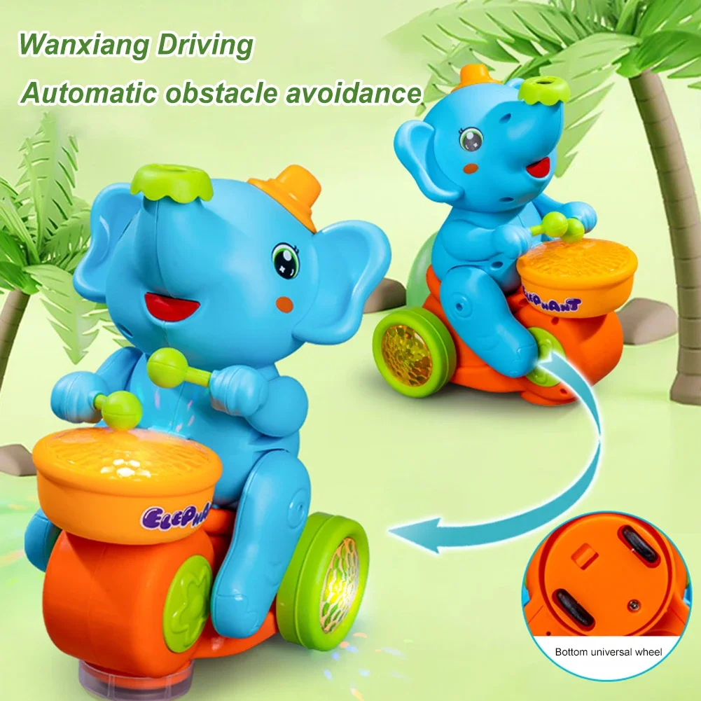 Electric Elephant Crawling Car Toys with Light & Sound Baby Musical Toys for Kids Christmas Birthday Gifts for Toddlers Aged 3+