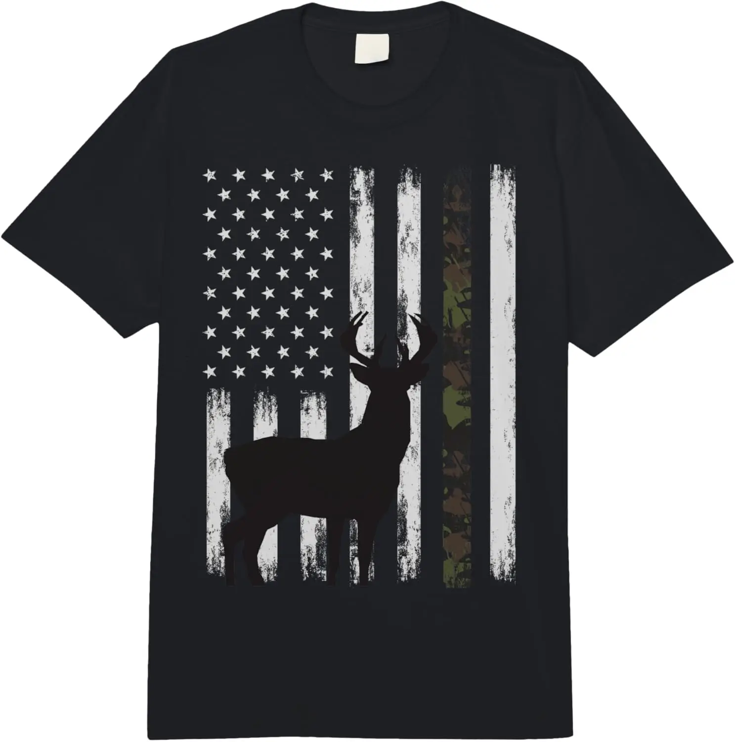 

Whitetail Deer Hunting Hunter Gifts Buck Camo American Flag Comfort Colors Adult Heavyweight T-shirt