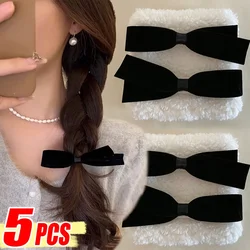 1-5pcs Retro Black Bow Hair Clip Women Sweet Girls Velvet Bobby Barrettes Ribbon Bowknot Headwear Claw Cute Korean Hair Pins