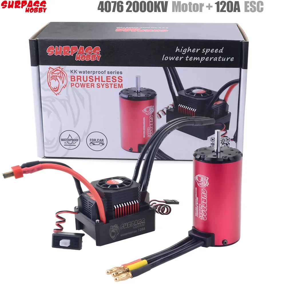 SmCpSURPASS HOBBY KK Waterproof Combo 4076 2000KV 2250KV Brushless Motor W/ 120A 180A Brushless ESC For 1/8 RC Drift Racing Car