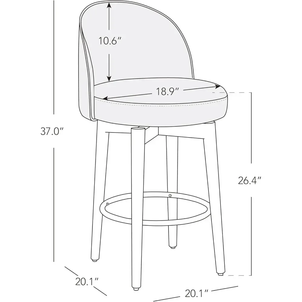 Bar Stools Set of 2, FSC Certified Swivel Barstools for Kitchen Island, 26.4