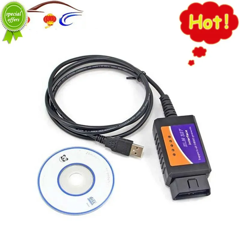 

2024 Newest Elm327 USB Obd2 Diagnostic Scanner Elm 327 V 1.5 USB cables Scanner Support All OBDII Protocols elm-327 Scan Tool