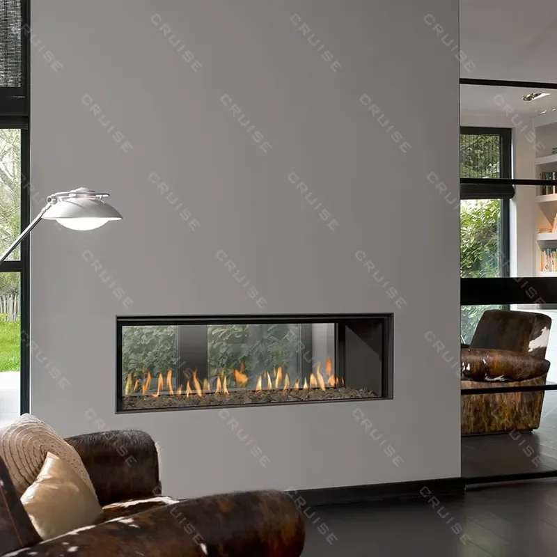 Modern Double Sided TV Stand Wall Sticker Natural Gas Propane Fireplace Living Room Christmas Decor Custom Home Furniture