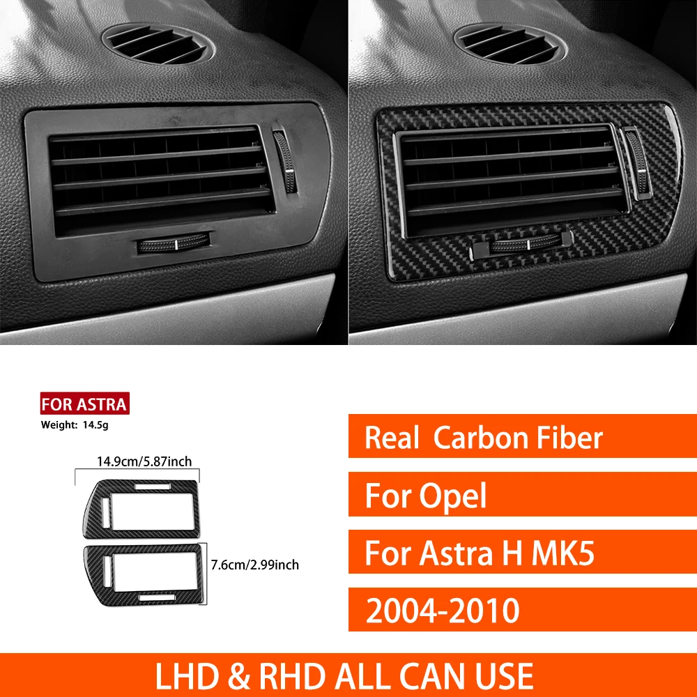 Für Opel Astra H MK5 2004-2010 Echtcarbon-Aufkleber Instrumententafel Klimaanlagen-Lüftungsgitter Autozubehör Innendekor