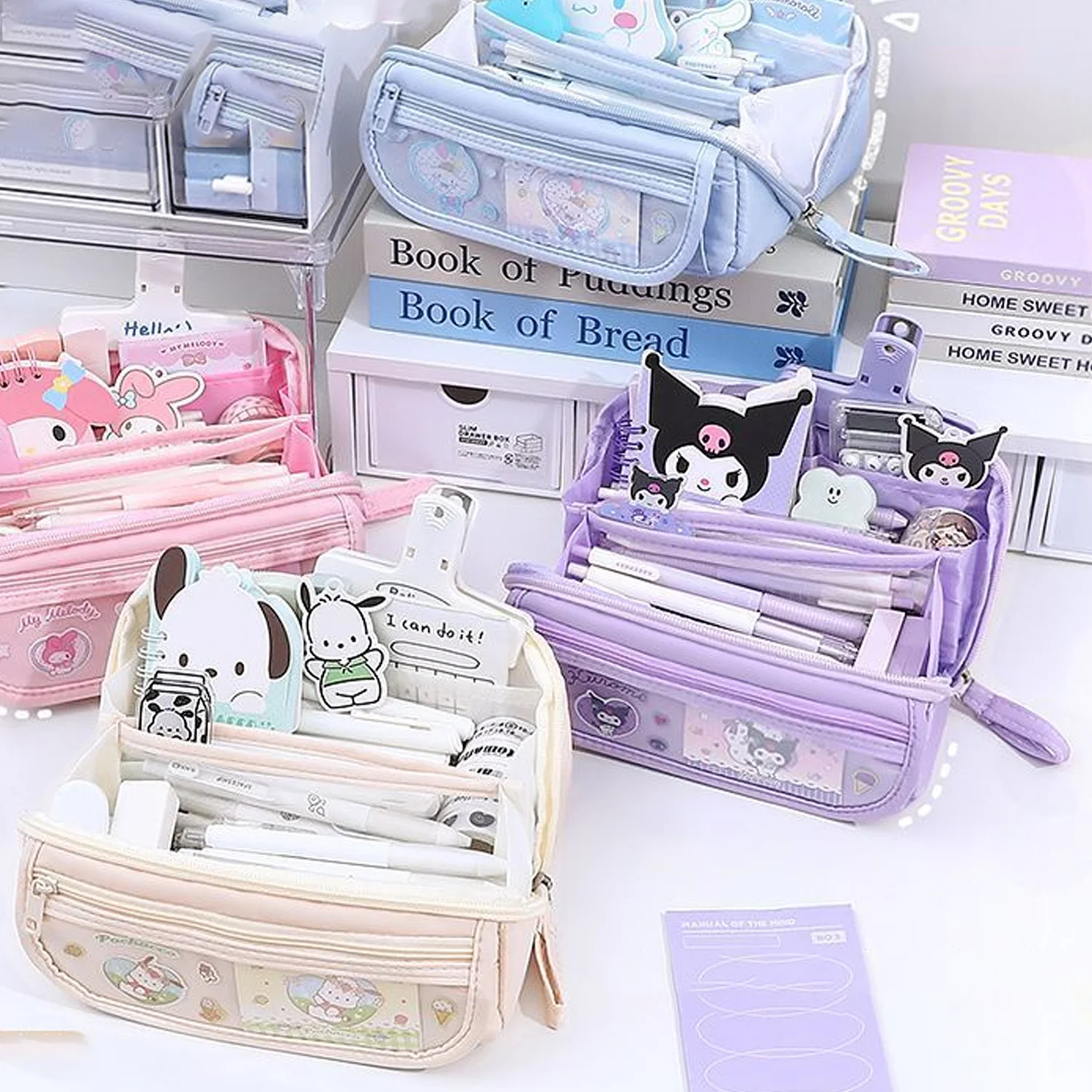 Sanrio Kuromi Prism Pen Case New Large Capacity High Beauty Cute Pencil Box Stationery Box Gift view 2