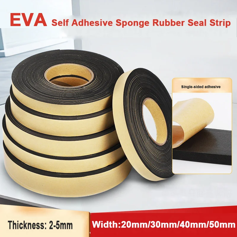 EVA Foam Sponge Seal Strip Self Adhesive Rubber Tape 20-50mm Width Anti-collision Gasket Home Improvement Door Window Sealing