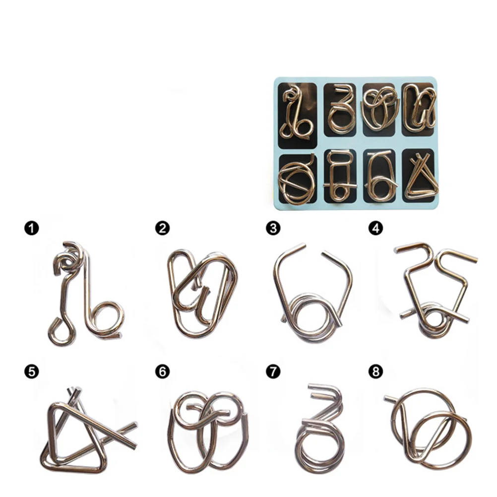 Intelligenz-Puzzle-Ring-Set, Premium-Gehirnspiel aus Metalldraht, kreative pädagogische Aktivität für die Familie, Party, Geschenkidee
