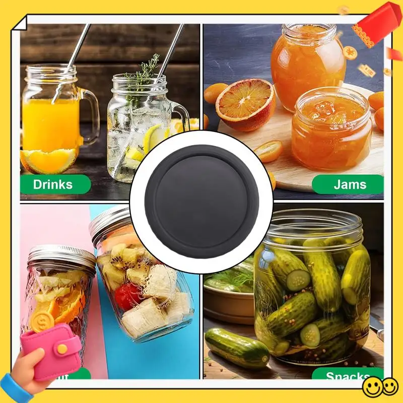 

A89Q-крышки для банок Mason, пластиковые крышки для хранения с резиновым уплотнением, сменные пластиковые крышки, крышки для банок Mason, консервных банок и многого другого, 86