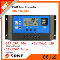 GTMT PWM 10-30A Solar Charge and Discharge Controller 12V 24V Auto LCD Display Solar Regulator with 5V Dual USB For Home