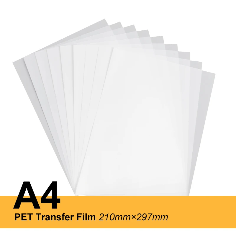 

NEW 100PCS A4 PET Transfer Film For Direct Transfer Film Printing For Ink DTF Printing PET Film Printing And Transfer