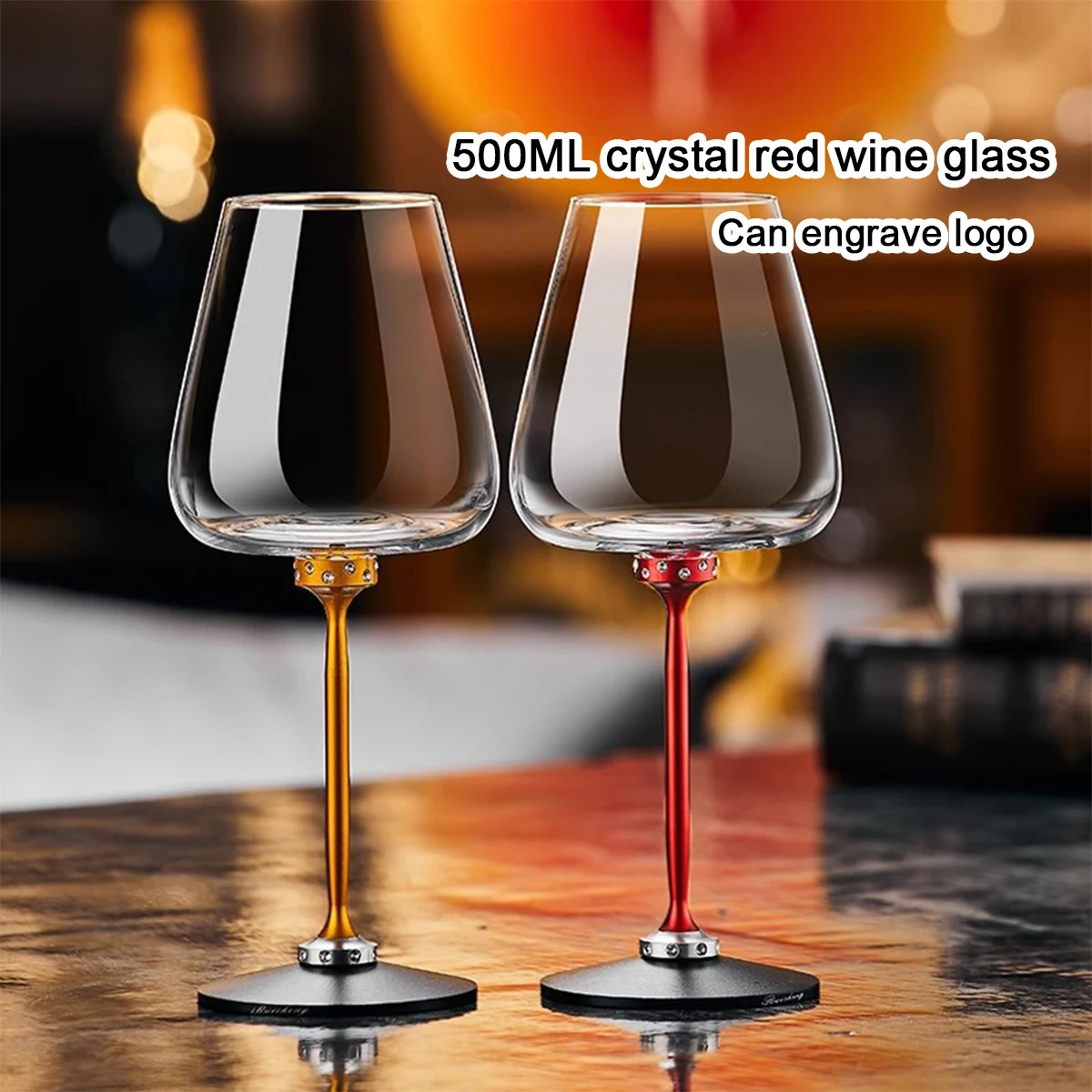 (Can Engrave Logo) 500ML Crystal Glass Red Wine Cup With Gift Box, Rotatable Cup Body, Home/Wedding High-end Goblet