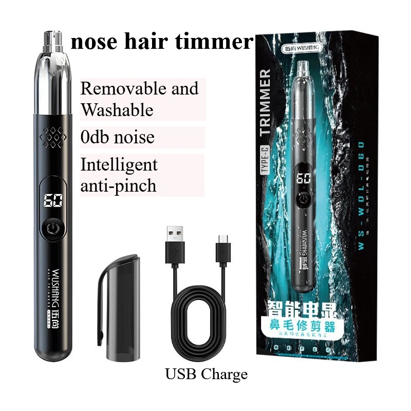 Rechargeable Electric Nose Hair Trimmer Portable Multi Functional Hair Clipper with Detachable Washable Head