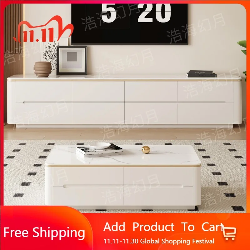 

White Mobile Tv Table Living Room Modern Display Luxury Drawers Designer Wood Tv Stands Storage Muebles Chinese Style Furniture