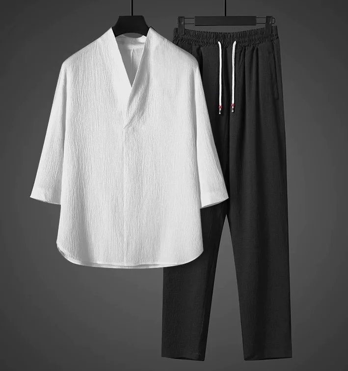 White on top and black on bottom (suit)