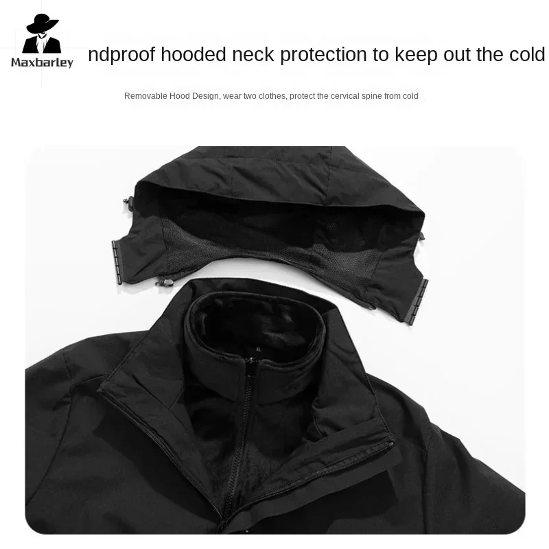 3-in -1 Snow Wool Jacket Men\'s Outdoor Sports Waterproof Detachable Liner Windbreaker Women\'s Winter Warm Camping Hiking Parka