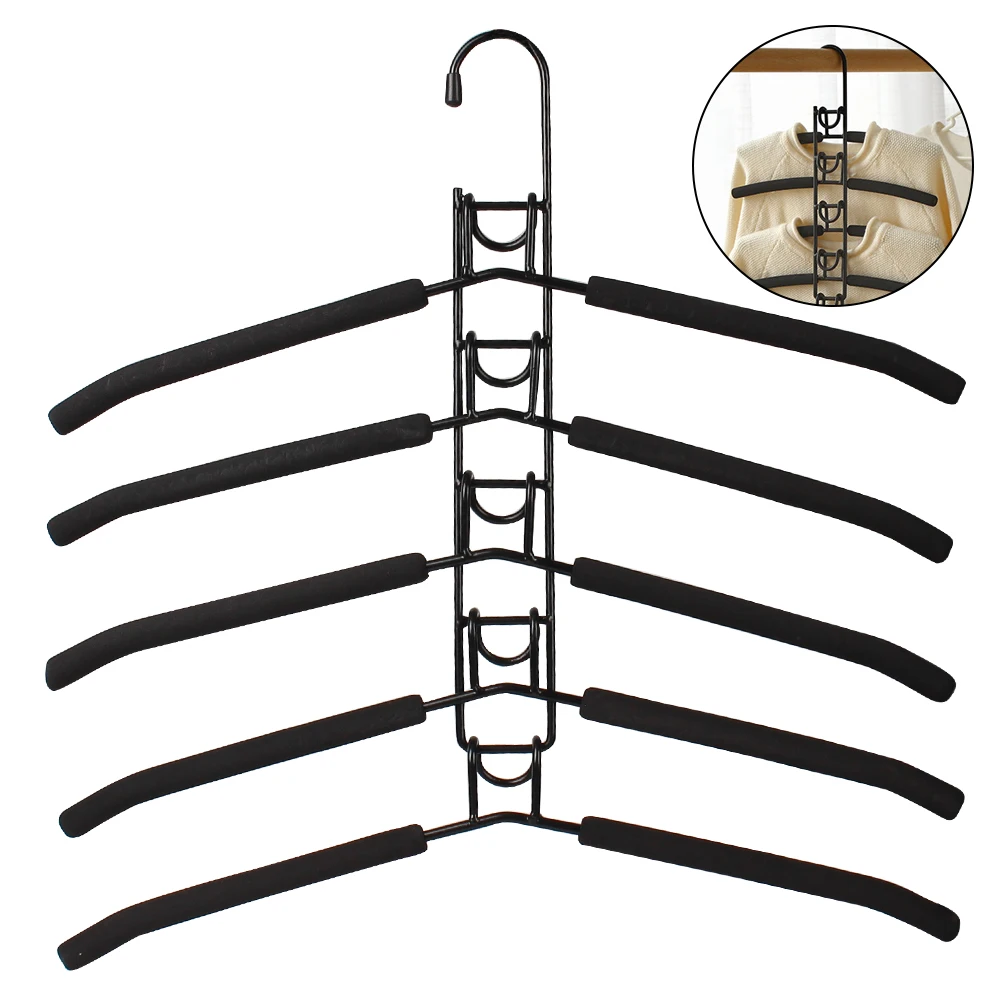 5 Layer Household One-Piece Clothes Hanger Indoor Space Saving Clothes Drying Rack Detachable Storage Holder Mounted Hanger