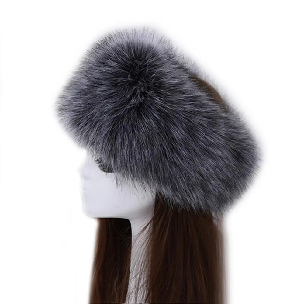 1/3Pcs Winter Thick Furry Hairband For Women Men Simulation Fur Hairband Outdoor Ear Warmer Ski Windproof Elastic Hair Bands