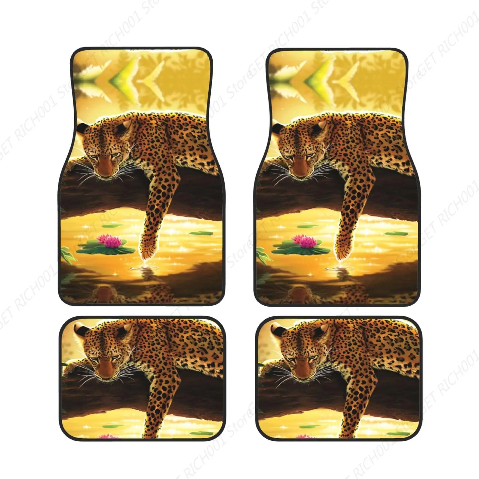 

Divertido Juego Alfombrillas Para Pies Coche Con Estampado Leopardo 4 Piezas Juego Alfombrillas Para Pies Lanteras Y Traser